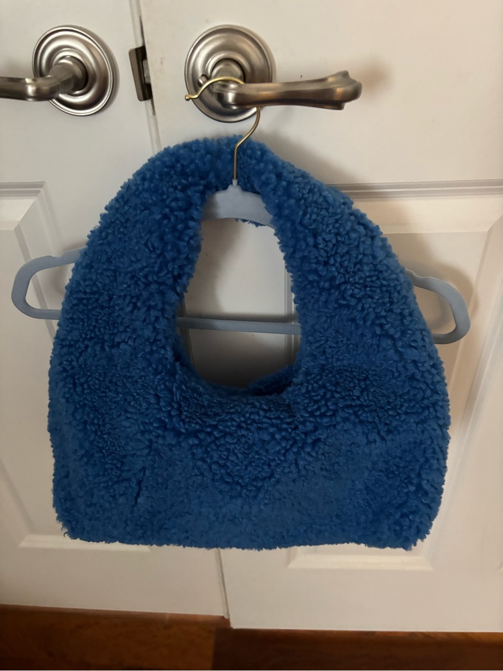 Blue Plush Bag - Cozy Sherpa Shoulder Bag